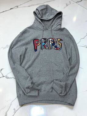PRPS Goods & Co Men’s Gray Multicolor Logo Pullover Hoodie Size Medium